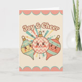 Retro Vintage Ornament Joy Christmas シーズンカード (正面)