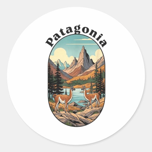 Retro Vintage Patagonia Outdoor  ラウンドシール (正面)
