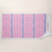 Retro vintage pink purple flower pattern  ビーチタオル (正面)