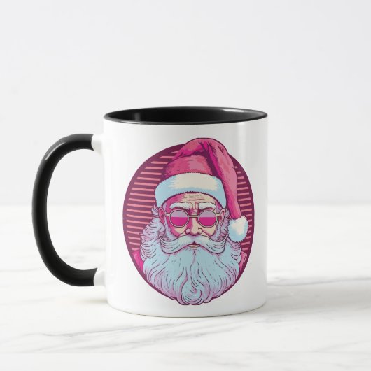 Retro vintage pink santa claus マグカップ (左)