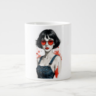 Retro Vintage Pop Art Girl Jumbo Mug – 80s 90s Y2K ジャンボコーヒーマグカップ