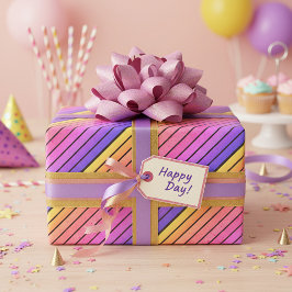 Retro vintage rainbow sunset stripes  ラッピングペーパー