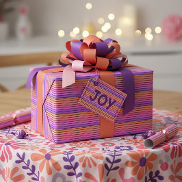 Retro vintage rainbow sunset stripes  ラッピングペーパー