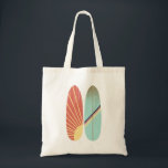 Retro Vintage Red & Blue Surfboard Illustration  トートバッグ<br><div class="desc">Old vintage style surfboard illustration tote bag</div>