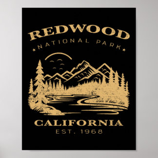 Retro Vintage Redwood National Park For Kids Hikin ポスター