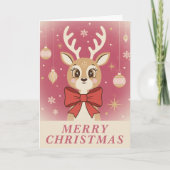 Retro Vintage Reindeer Charm Christmas シーズンカード (正面)