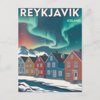 Retro Vintage Reykjavik Iceland Travel Postcard ポストカード