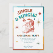 Retro Vintage Santa Christmas Party Jingle Mingle 招待状 (正面)