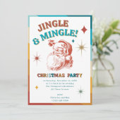 Retro Vintage Santa Christmas Party Jingle Mingle 招待状 (スタンド正面)
