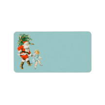Retro Vintage Santa & Girl Christmas 