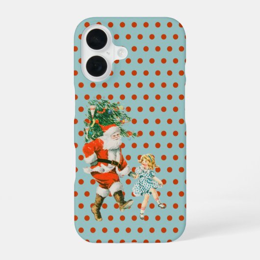Retro Vintage Santa & Girl Christmas  iPhone 16ケース (裏面)