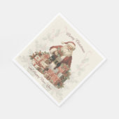 Retro Vintage Santa Holly Merry Christmas スタンダードランチョンナプキン (角)