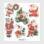 Retro Vintage Santas Large シール (シート)