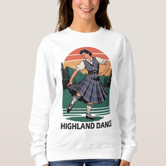 Retro Vintage Scottish Highland Dance Design gift  スウェットシャツ (正面)