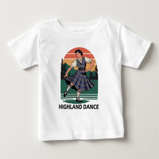 Retro Vintage Scottish Highland Dance Design gift  ベビーTシャツ (正面)