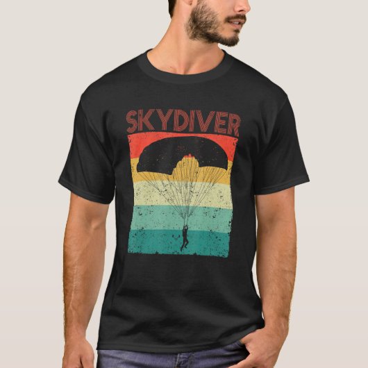 Retro Vintage Skydiver Skydiving Lover Parachuting Tシャツ (正面)