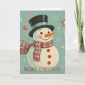 Retro Vintage Snowman Cheer Christmas シーズンカード (正面)