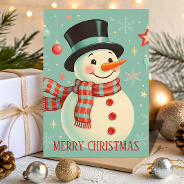 Retro Vintage Snowman Cheer Christmas シーズンカード