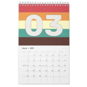Retro Vintage Stripes 2026 カレンダー (3月 2027)