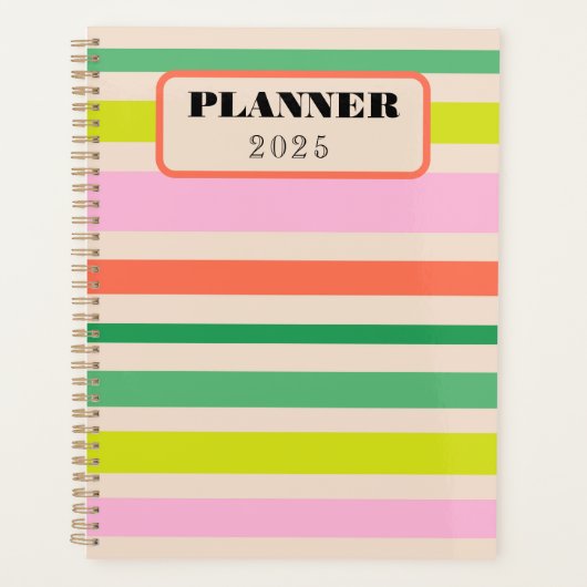 Retro vintage stripes yearly planner プランナー手帳 (正面)