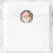 Retro Vintage Style Santa Envelope Seal Sticker ラウンドシール (バッグ)