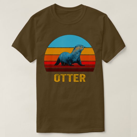 Retro Vintage Style Sunset Otter Tシャツ (デザイン正面)
