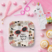 Retro Vintage Sunglasses Flamingos Palms ペーパープレート (パーティー)