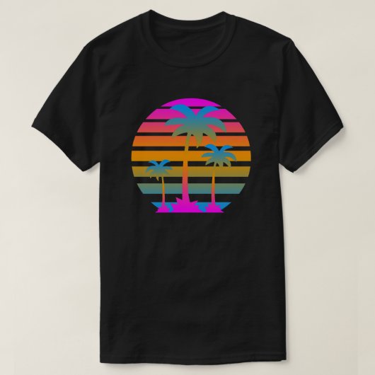 Retro Vintage Sunset Palm Trees Tシャツ (デザイン正面)