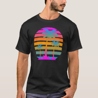 Retro Vintage Sunset Palm Trees Tシャツ