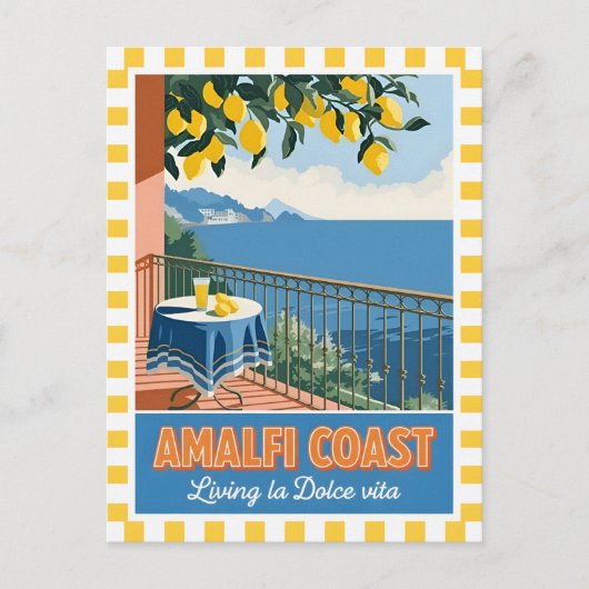 Retro Vintage Travel Amalfi Coast Italy Scenic ポストカード (正面)