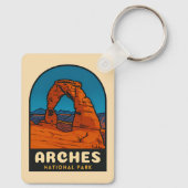 Retro Vintage Travel Arches National Park Utah キーホルダー (裏面)