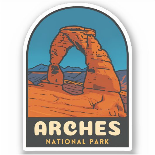 Retro Vintage Travel Arches National Park Utah シール (正面)