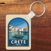 Retro Vintage Travel Crete Greece Seaside キーホルダー (裏面)