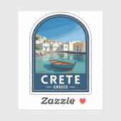 Retro Vintage Travel Crete Greece Seaside シール (シート)