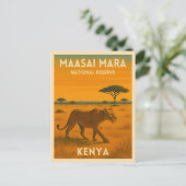 Retro Vintage Travel Kenya Africa Nature Wildlife ポストカード (スタンド正面)