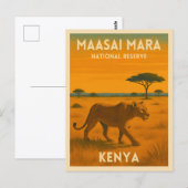 Retro Vintage Travel Kenya Africa Nature Wildlife ポストカード (正面/裏面)