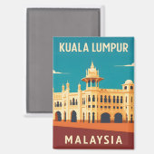 Retro Vintage Travel Kuala Lumpur Malaysia  マグネット (正面/裏面)