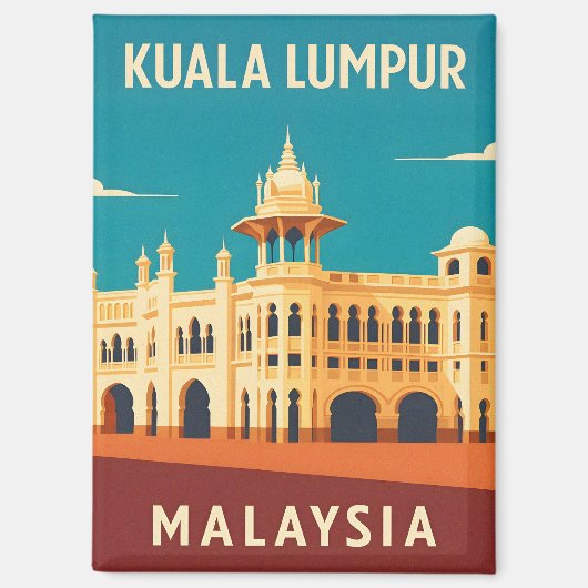 Retro Vintage Travel Kuala Lumpur Malaysia  マグネット (正面)