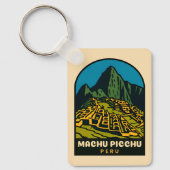 Retro Vintage Travel Machu Picchu Peru Landscape キーホルダー (正面)
