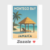 Retro Vintage Travel Montego Bay Jamaica Beach  シール (シート)
