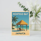 Retro Vintage Travel Montego Bay Jamaica Beach  ポストカード (スタンド正面)