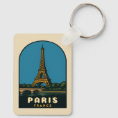 Retro Vintage Travel Paris France Eiffel Tower キーホルダー (裏面)