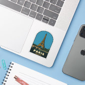 Retro Vintage Travel Paris France Eiffel Tower シール (ノートパソコンとiPhone)