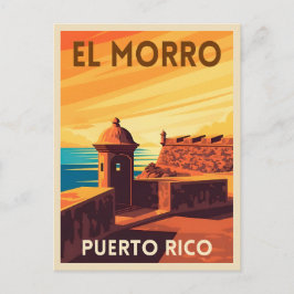 Retro Vintage Travel Puerto Rico San Juan Sunset ポストカード