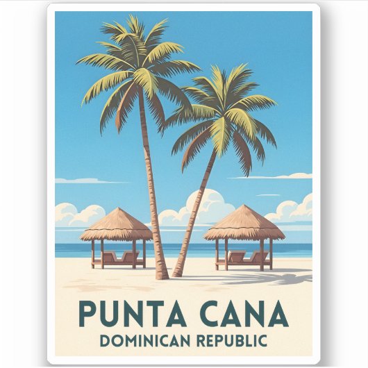 Retro Vintage Travel Punta Cana Dominican Republic シール (正面)