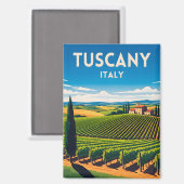 Retro Vintage Travel Tuscany Italy Vineyard  マグネット (正面/裏面)