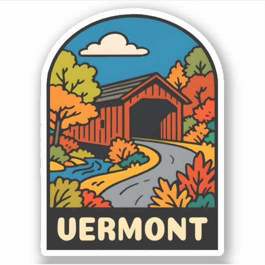 Retro Vintage Travel Vermont Landscape Scenic シール (正面)