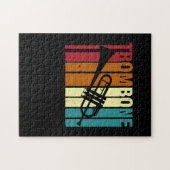 Retro Vintage Trombone Marching Band Trombone ジグソーパズル (横)