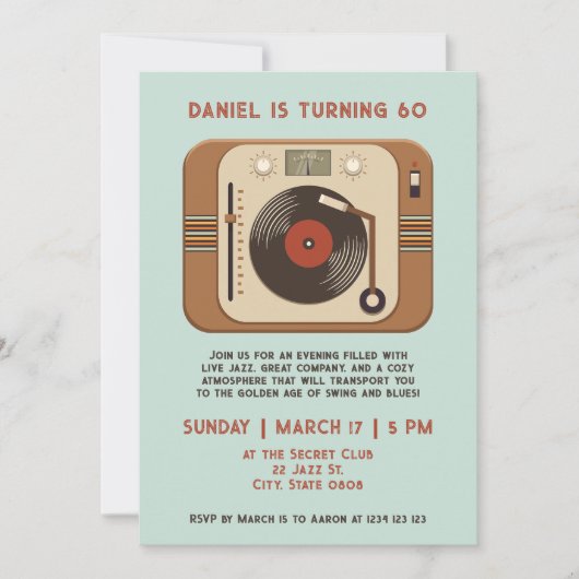 Retro Vinyl Record 60th Birthday Invitation 招待状 (正面)