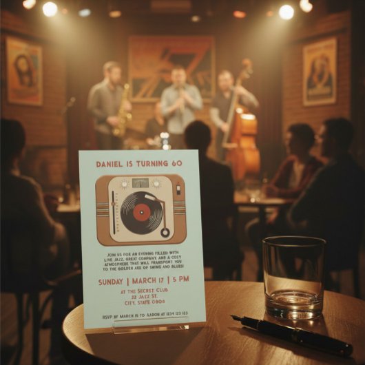 Retro Vinyl Record 60th Birthday Invitation 招待状